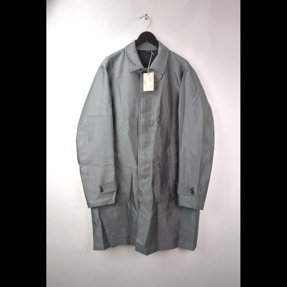 NWT $4450 BRIONI Sz XXL Gray Silk and Cotton Outer Jacket Coat Leather Trim